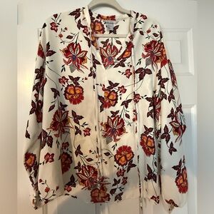 H&M Cream Tunic with Red and Orange Floral Print